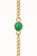 Cuban Link Bracelet with Cabochon Emerald – 18k Gold