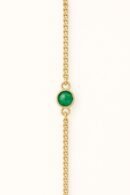 Cuban Link Bracelet with Cabochon Emerald – 18k Gold