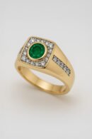 Emerald & Diamond Men's Ring in 18k Gold
