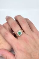 Emerald & Diamond Men's Ring in 18k Gold