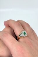 Emerald & Diamond Men's Ring in 18k Gold