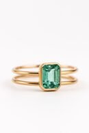 Emerald Ring in 18K Gold – Double Band Design