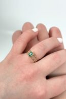 Emerald Ring in 18K Gold – Double Band Design