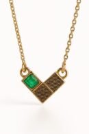 Heart Emerald Pendant in 18K Gold Set
