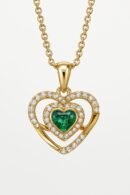 Heart Emerald Set in 18K Gold and Diamonds