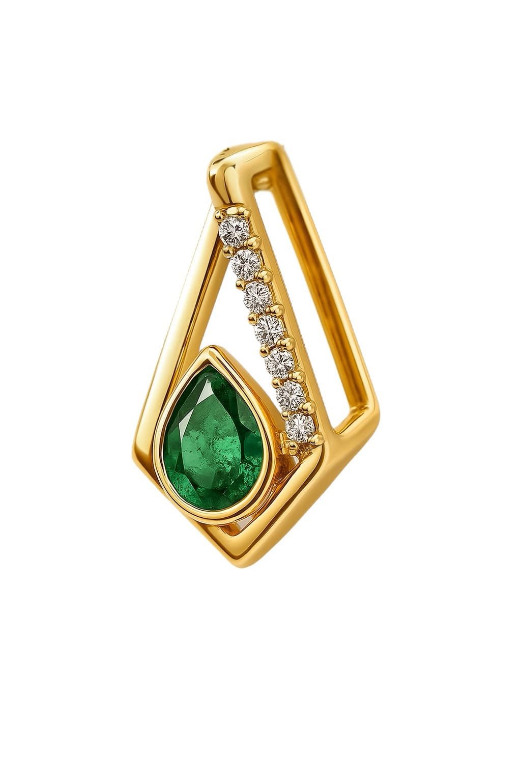 Pear-Cut Emerald Pendant in 18K Gold