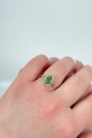 Pear-Shaped Emerald Halo Ring in 18k Gold