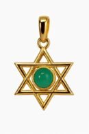 Star of David Pendant in 18K Gold & Emerald